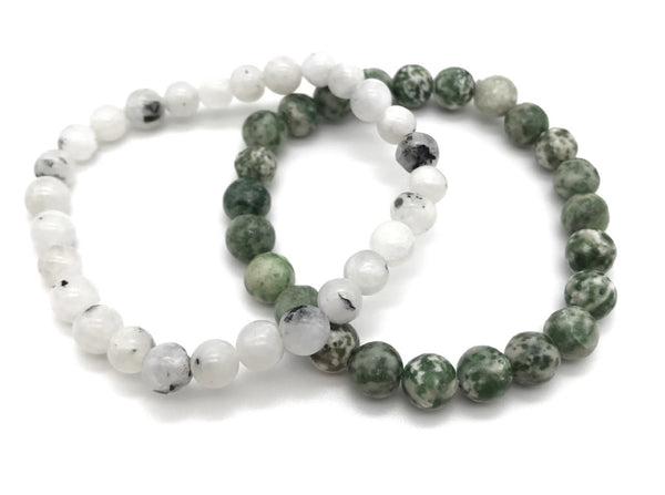 Natural Tree Agate Gemstone Stretch Bracelet