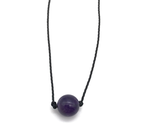 Natural Amethyst Round Gemstone Necklace