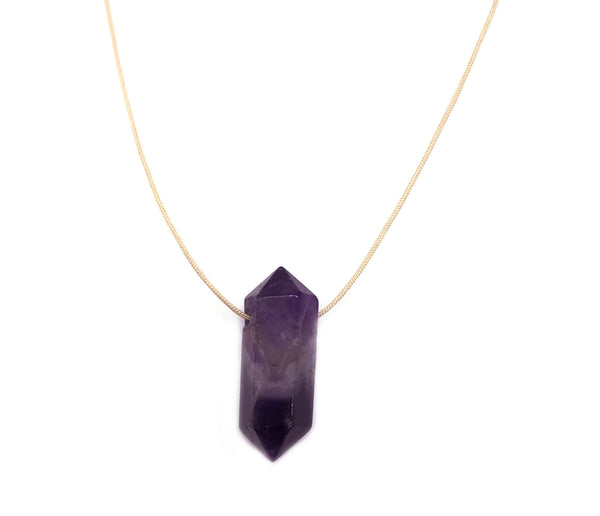 Natural Amethyst Nude Hypoallergenic Cord Necklace 16 to 28 Inches Unisex