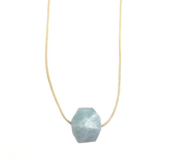 Natural Aquamarine Nude Hypoallergenic Cord Necklace 16 to 28 Inches Unisex