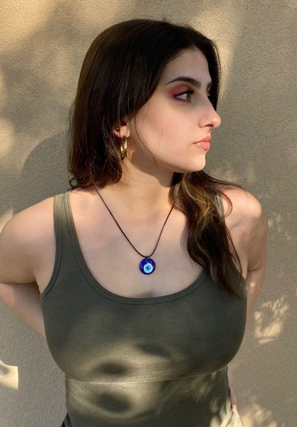 EVIL EYE MURANO GLASS HYPOALLERGENIC CORD NECKLACE 16 to 28 INCHES UNISEX