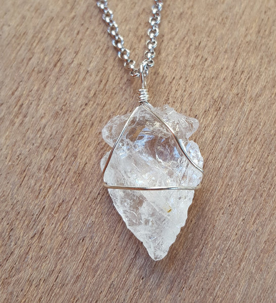 Natural Quartz Arrowhead Gemstone Crystal Pendant Necklace