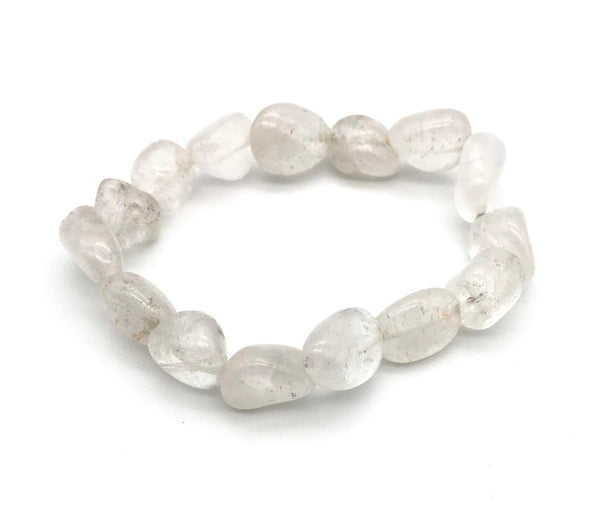 Clear Quartz Tumbled Gemstone Stretch Bracelet