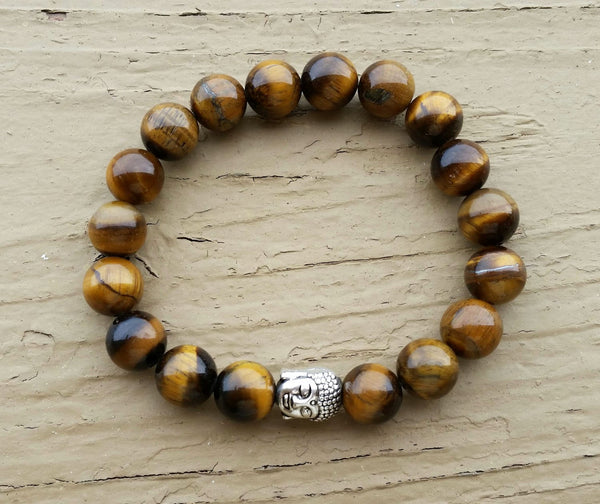 Natural Tigers Eye Buddha Bracelet