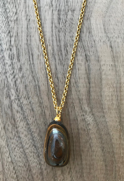 TIGERS EYE TUMBLED NECKLACE