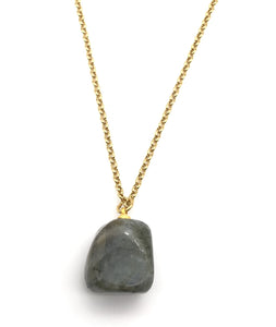 Natural Gold Labradorite Gemstone Crystal Pendant Necklace