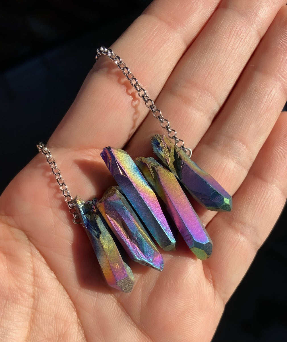 Rainbow quartz cheap crystal necklace