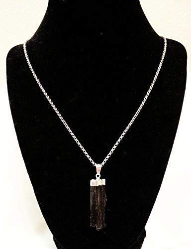 Natural Black Tourmaline Crystal Pendant Necklace 22 inches Unisex