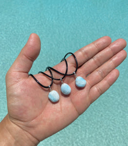 NATURAL BLUE ARAGONITE GEMSTONE HYPOALLERGENIC CORD NECKLACE 16 to 28 INCHES UNISEX