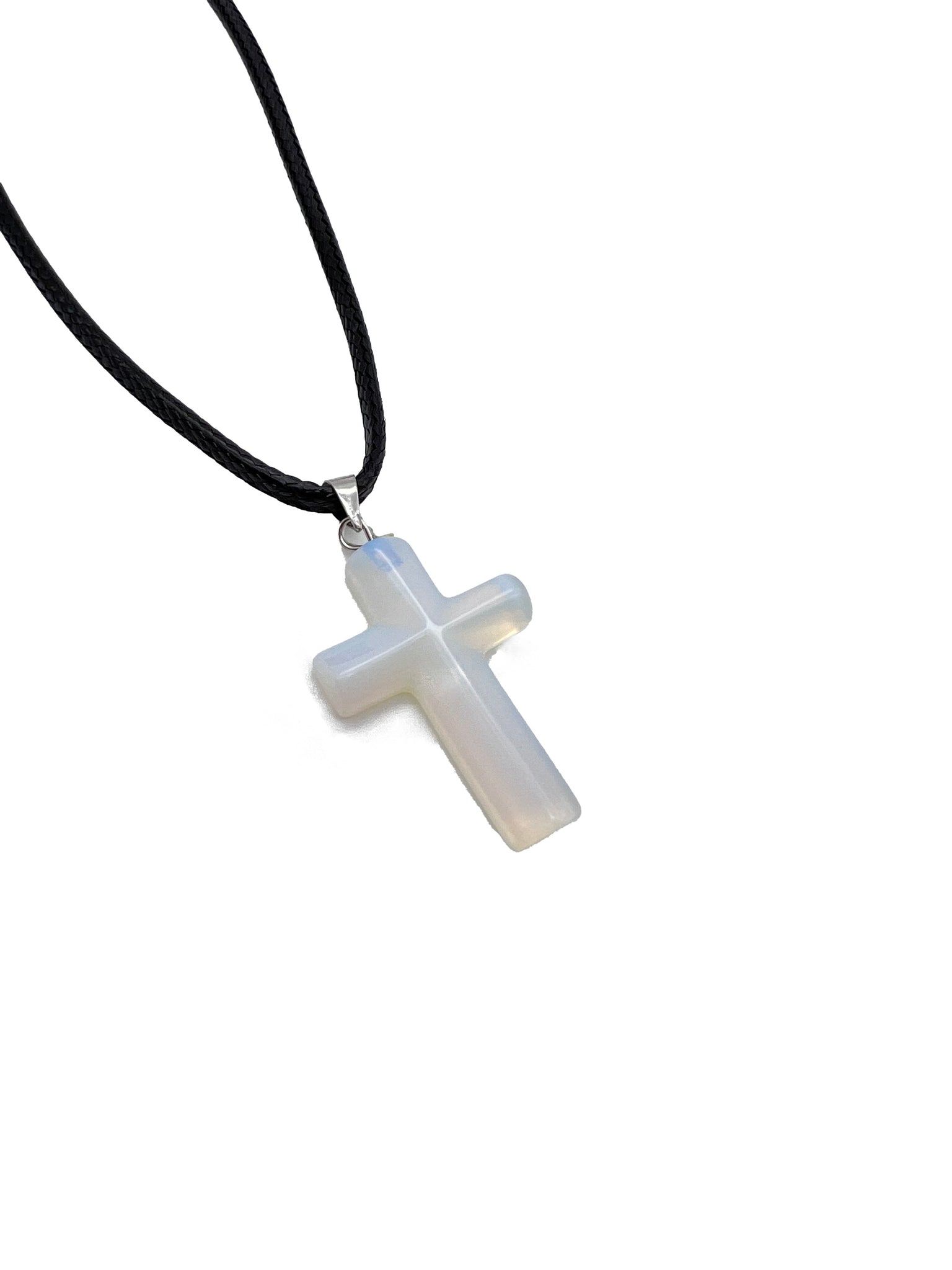 OPALITE CROSS STONE CORD NECKLACE 16 to 28 INCHES UNISEX