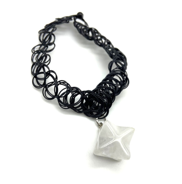 Natural Quartz Merkaba Star Pendant Choker