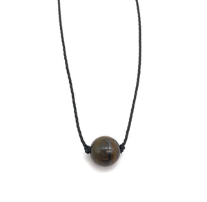 Natural Tigers Eye Round Gemstone Necklace