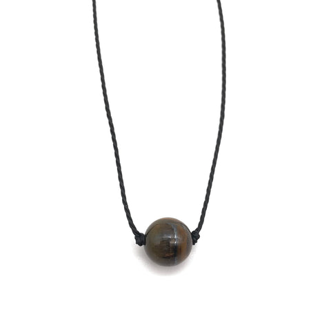Natural Tigers Eye Round Gemstone Necklace