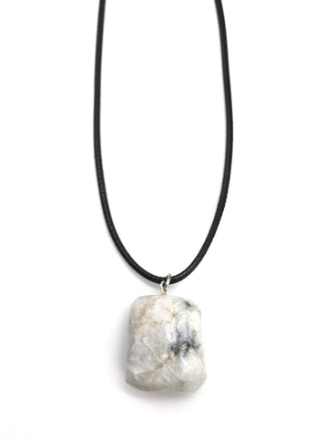 RAW TUMBLED MOONSTONE HYPOALLERGENIC CORD NECKLACE 16 to 28 INCHES UNISEX