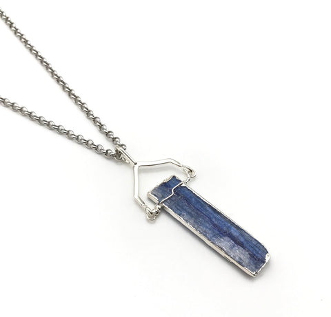 Natural Silver Kyanite Harness Gemstone Crystal Pendant Necklace