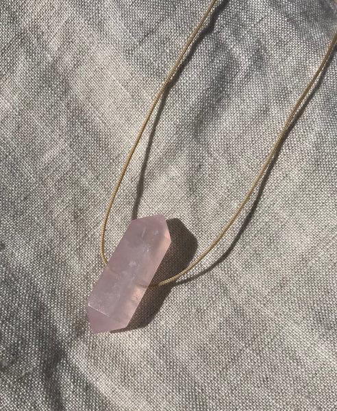 Natural Rose Quartz Nude Hypoallergenic Cord Necklace 16 to 28 Inches Unisex