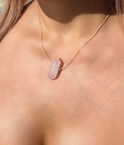 Natural Rose Quartz Nude Hypoallergenic Cord Necklace 16 to 28 Inches Unisex
