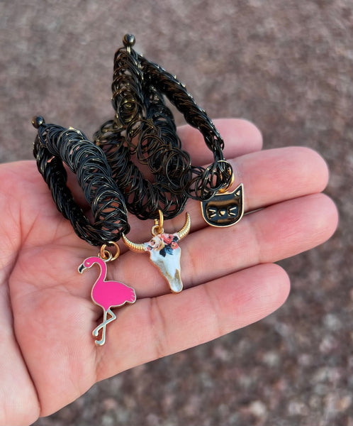 90s VINTAGE STRETCH CHOKER Flamingo, Bull Head, Cat