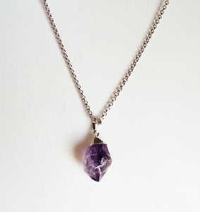 Natural Amethyst Gemstone Crystal Pendant Necklace