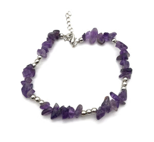 Natural Amethyst Silver Bracelet