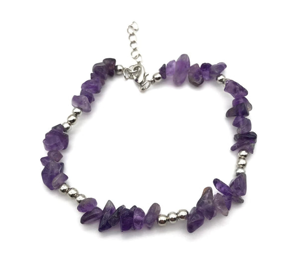 Natural Amethyst Silver Bracelet
