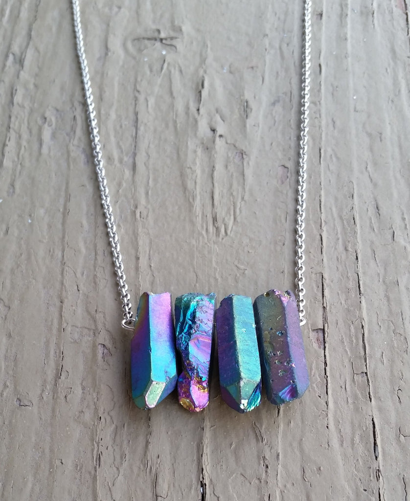 Rainbow Aura Macramé Necklace – Crystal Castle - Foto 1