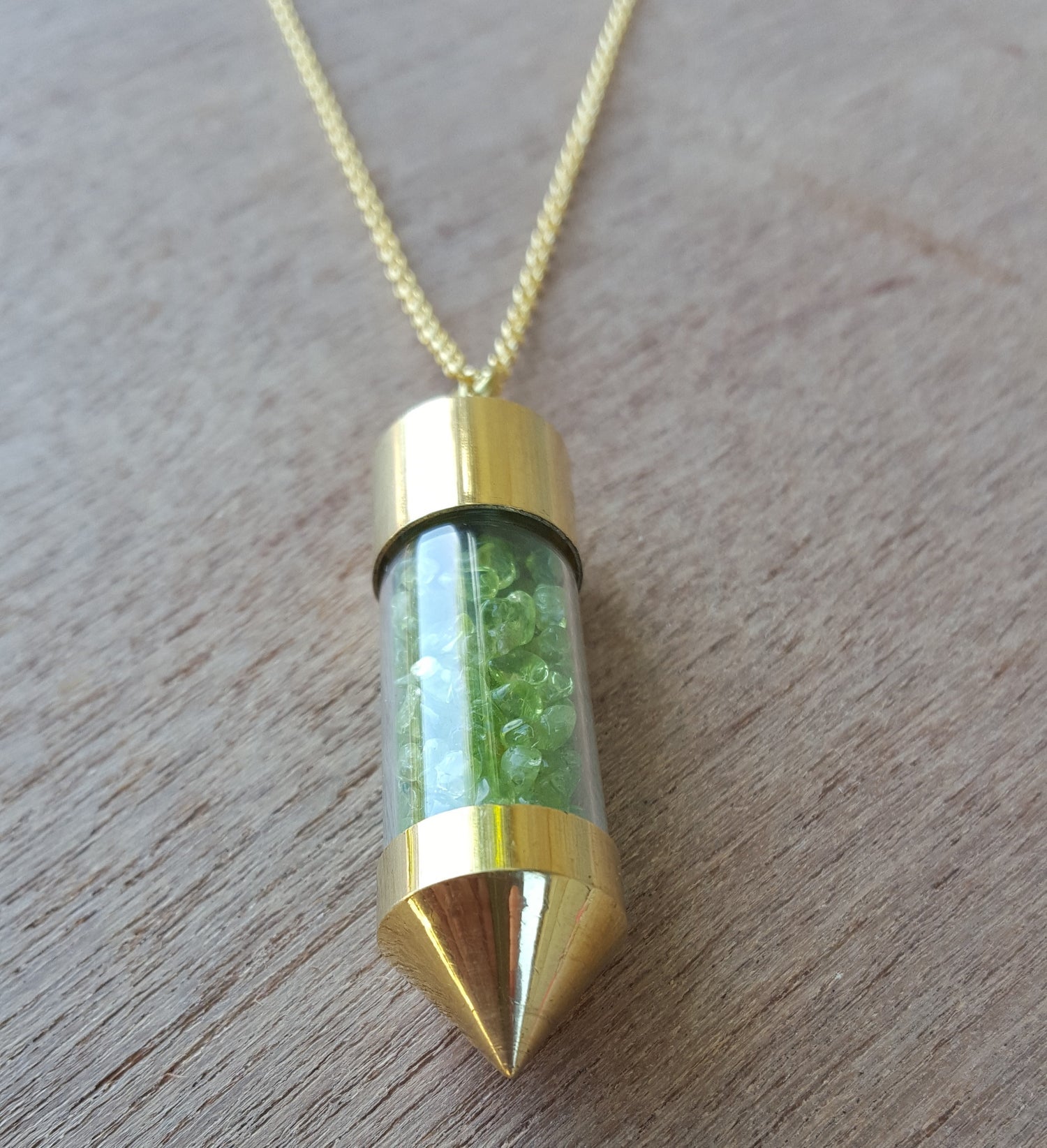 RAW GOLD PERIDOT BOTTLE NECKLACE