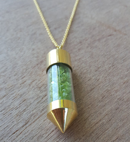 RAW GOLD PERIDOT BOTTLE NECKLACE