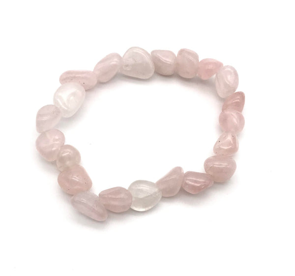 Rose Quartz Tumbled Gemstone Stretch Bracelet