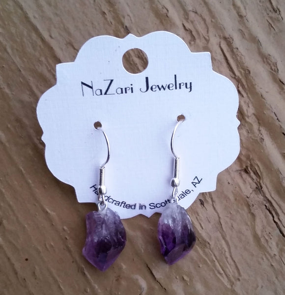 Natural Amethyst Drop Dangle Earrings