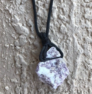 RAW LEPIDOLITE HYPOALLERGENIC CORD NECKLACE 16 to 28 INCHES UNISEX