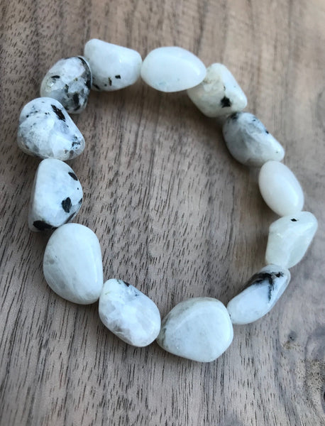 Natural Moonstone Tumbled Gemstone Stretch Bracelet