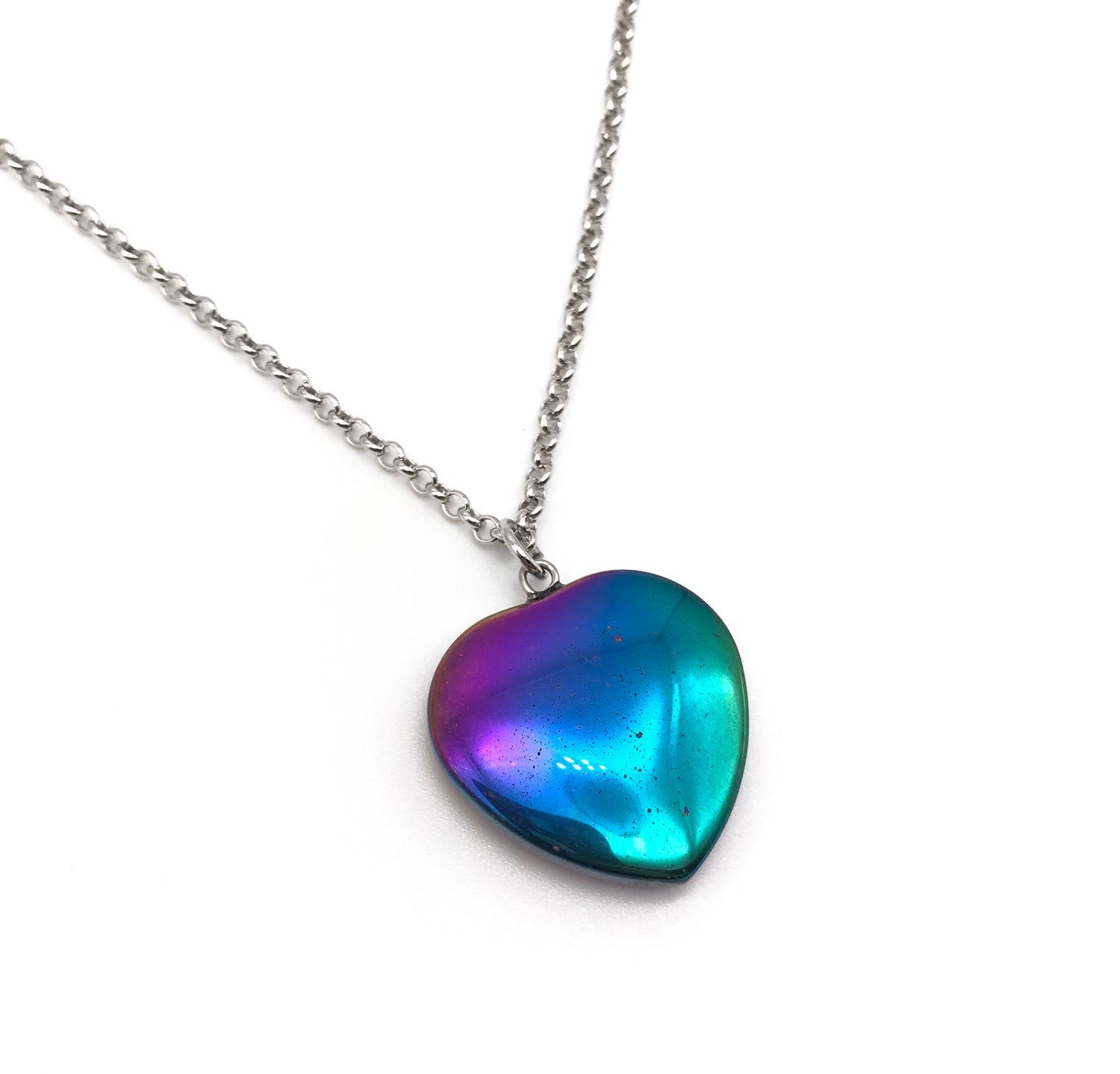 Natural Rainbow Hematite Gemstone Crystal Pendant Necklace