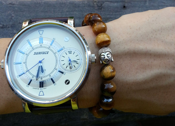 Natural Tigers Eye Buddha Bracelet