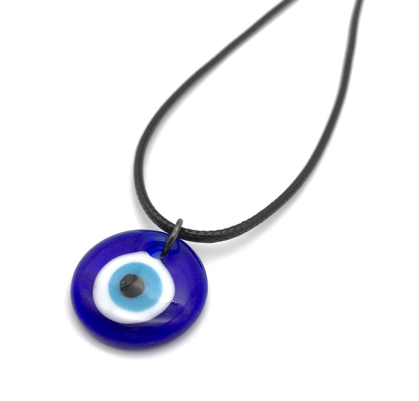 EVIL EYE MURANO GLASS HYPOALLERGENIC CORD NECKLACE 16 to 28 INCHES UNISEX