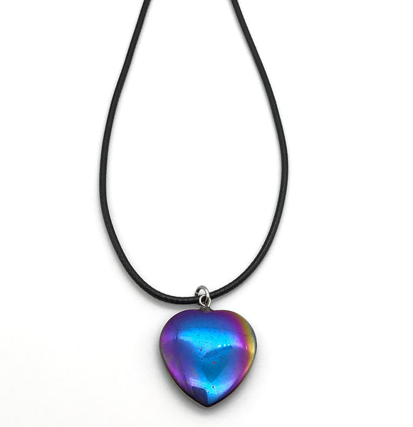 RAINBOW HEMATITE HYPOALLERGENIC CORD NECKLACE 16 to 28 INCHES UNISEX
