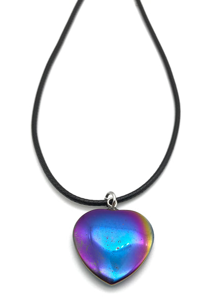 RAINBOW HEMATITE HYPOALLERGENIC CORD NECKLACE 16 to 28 INCHES UNISEX