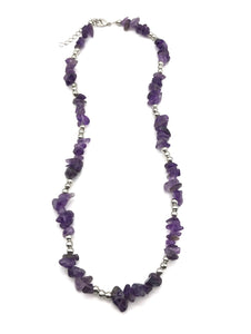 Natural Amethyst Chip Gemstone Crystal Necklace