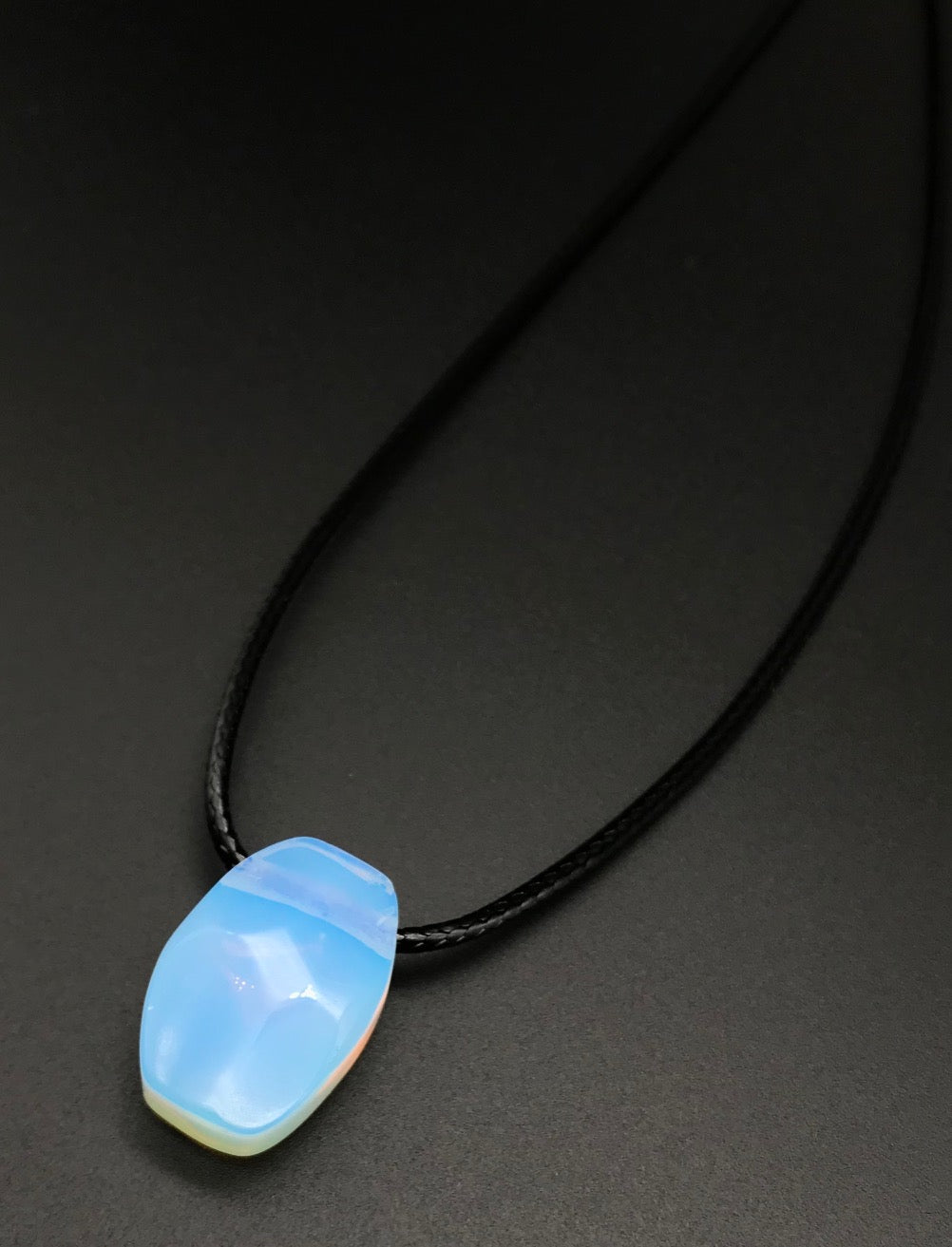 OPALITE CRYSTAL STONE CORD NECKLACE 16 to 28 INCHES UNISEX