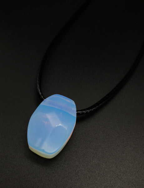 OPALITE CRYSTAL STONE CORD NECKLACE 16 to 28 INCHES UNISEX