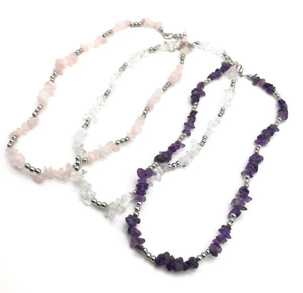 Natural Quartz Chip Gemstone Crystal Necklace