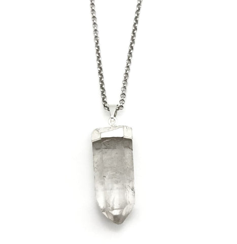 Natural Quartz Gemstone Crystal Pendant Necklace