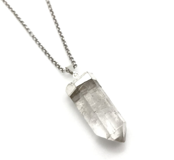 Natural Quartz Gemstone Crystal Pendant Necklace