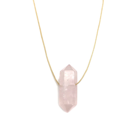 Natural Rose Quartz Nude Hypoallergenic Cord Necklace 16 to 28 Inches Unisex