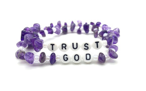 Trust God Set - Amethyst Crystal Healing Bracelet